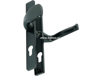 Gate handle with cover, one-sided fixed handle 90 mm (black)